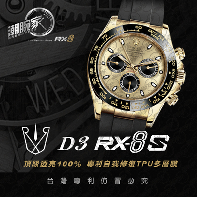 RX-8适用于劳力士迪通拿余文乐胶带款透明保护膜 外表圈表盘表扣