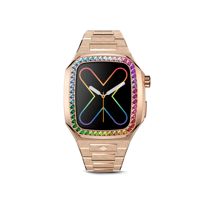 GOLDEN CONCEPT玫瑰金色镶彩钻适用iwatch7/8/9表壳