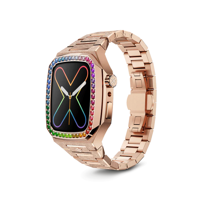 GOLDEN CONCEPT玫瑰金色镶彩钻适用iwatch7/8/9表壳
