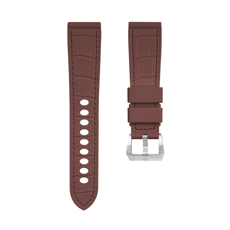 【100% 橡胶】维瑞亚VAGENARI仿鳄鱼皮纹路橡胶表带适用于沛纳海Luminor 40mm 42mm