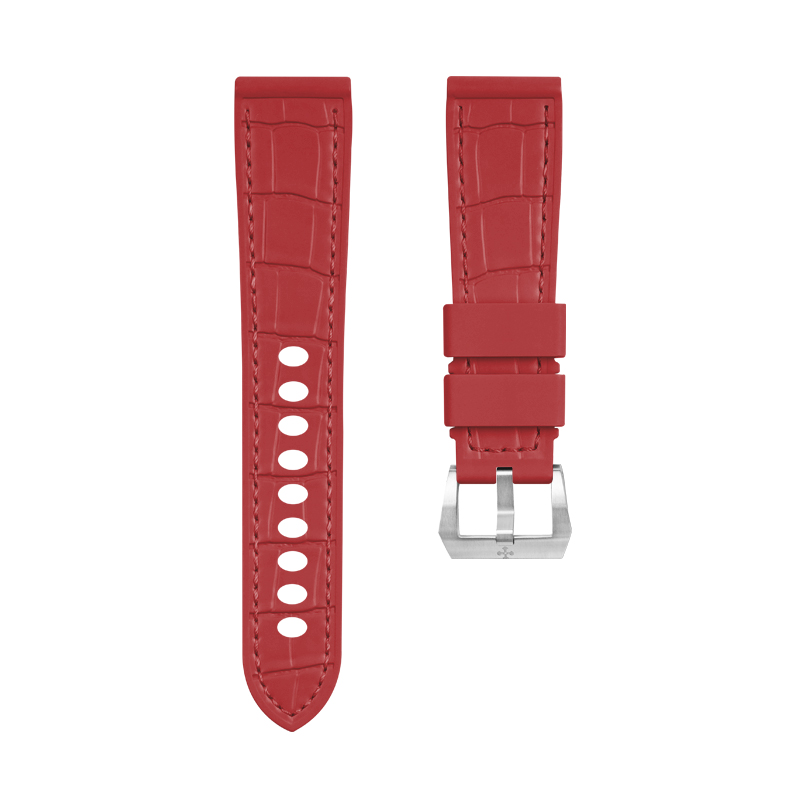 【100% 橡胶】维瑞亚VAGENARI仿鳄鱼皮纹路橡胶表带适用于沛纳海Luminor 40mm 42mm